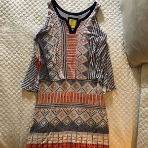 Maeve Geometric Red White and Blue Casual Dress